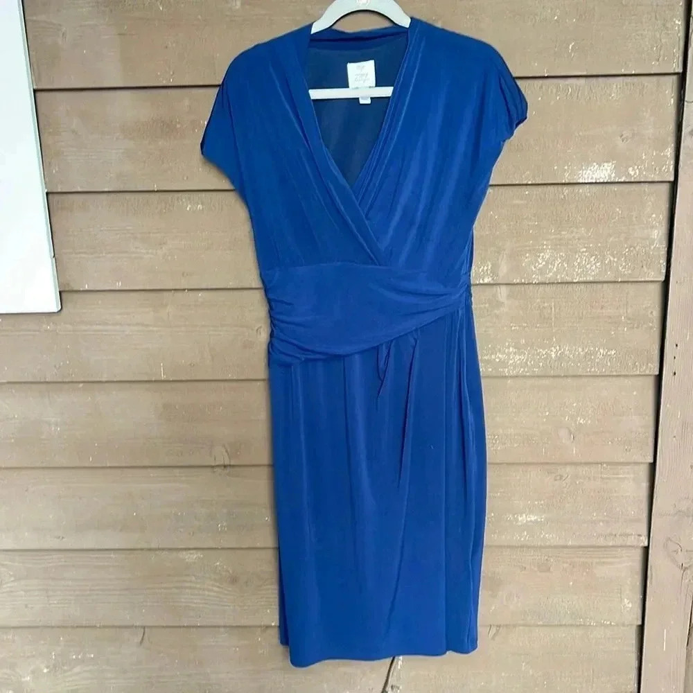 Suzi Chin For Maggy Boutique Navy Shrug Style Dress Size 14